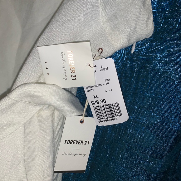 SOLD 2/$15 Forever 21 white linen blend dress - Picture 6 of 6